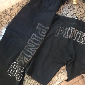 2 pairs of black pink Victoria Secret sweats